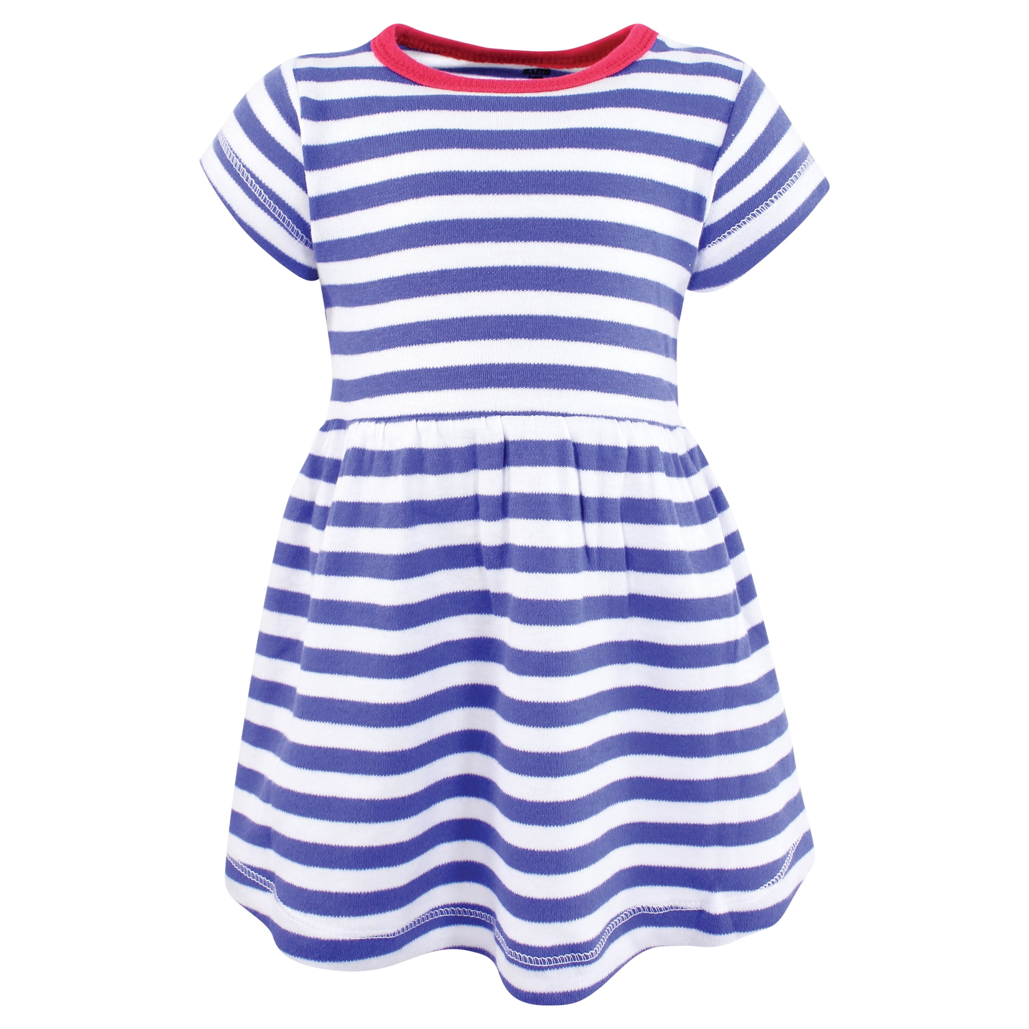 Hudson Baby Girls Cotton Dresses, Blue Pink Flowers, 18-24 Months