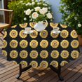 thumbnail image 4 of Sunflower and Grid Black Pattern Round Tablecloth 70"x70", Wrinkle Resistant Wipeable Table Cover for Kitchen Dining Room Picnic Patio and Party, 4 of 5