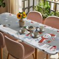 thumbnail image 3 of Grey Snowman Christmas Table Cloths for 8 Foot Rectangle Tables, Xmas Snowflake Winter Ball Patio Waterproof Elastic Fitted Tablecloths, Washable Rectangular Table Cover for Camping, 3 of 8