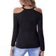thumbnail image 4 of Blusa informal de manga larga con cuello en V y hombros descubiertos para mujer Fridja  FKASFK3895, 4 of 5