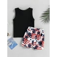thumbnail image 5 of Newborn Baby Boy 4th of July Outfit Sleeveless USA Tank Tops T-Shirt  6M 12M 18M 24M 3Y American Flag Shorts 2Pcs Summer Clothes, 5 of 10