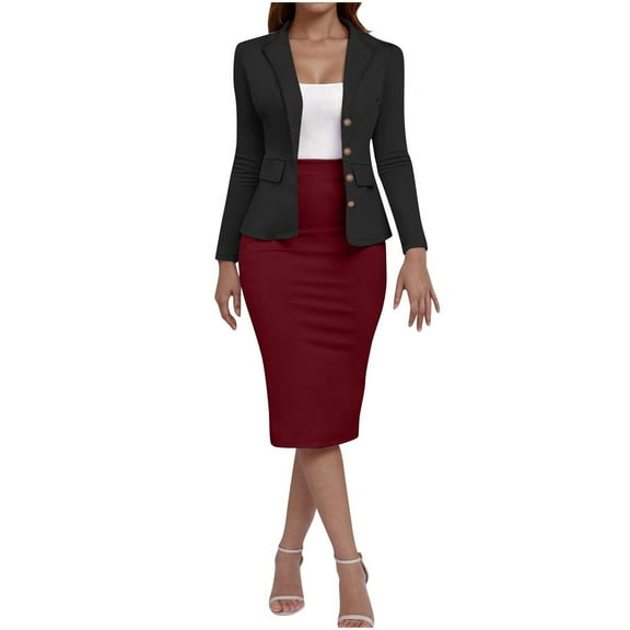 Business Skirt Suit Set for Women 2 Piece Office Work Outfit Blazer Pencil Skirt Sets 2025 Office Formal Suit Set