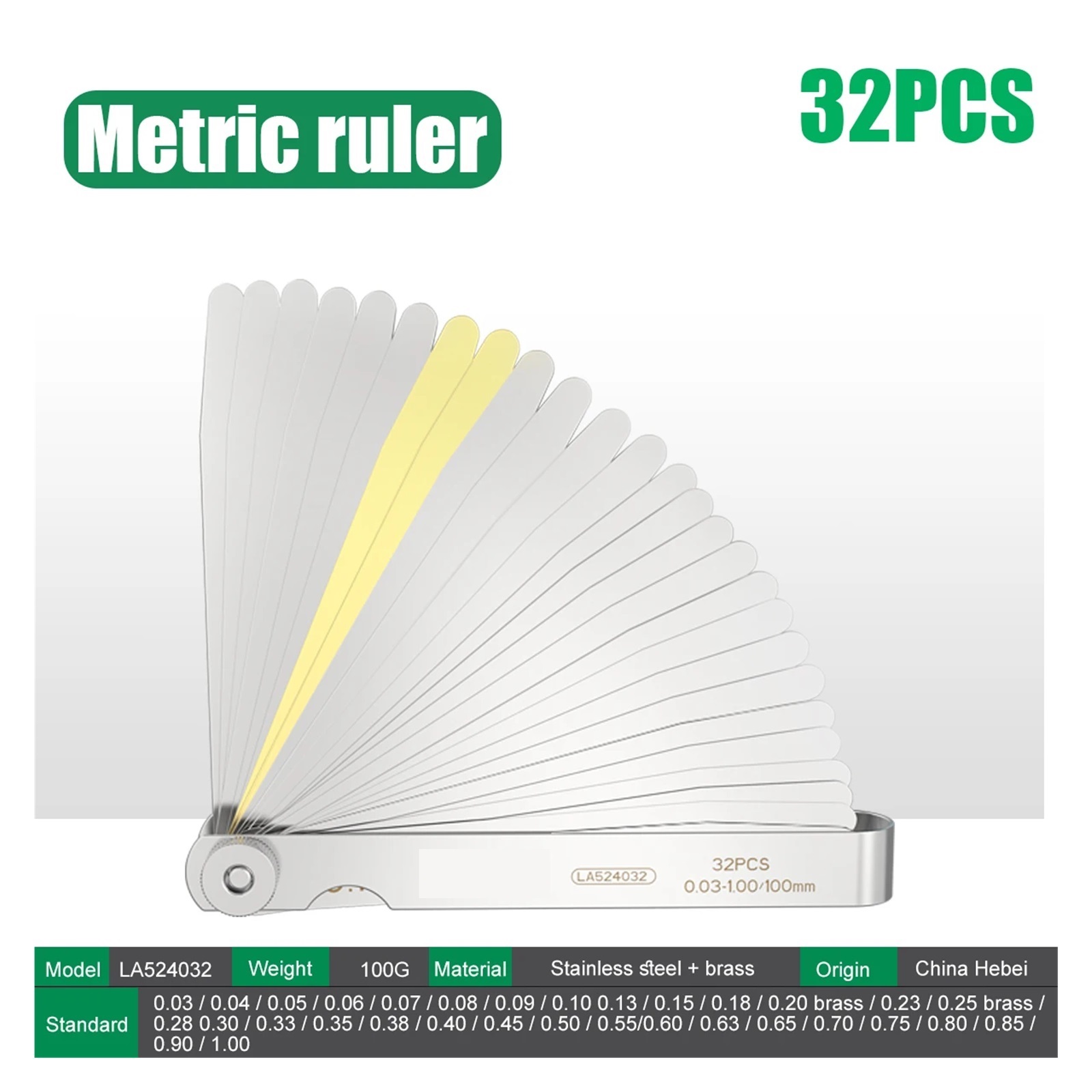 Feeler Gauge Metric 0.02-1mm Thickness Gauge Set For Measure Sheet Gauge Blades Valves Foliage of Valves Gap ,Corrosion-Resistant