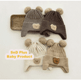 thumbnail image 3 of SnD Plus Toddler Winter Warm Bear Beanie Hat – Soft Cotton & Wool Knit Baby Hat with Pompom and Ear Protection, Unisex for 0–36 Months Dark Brown, 3 of 5