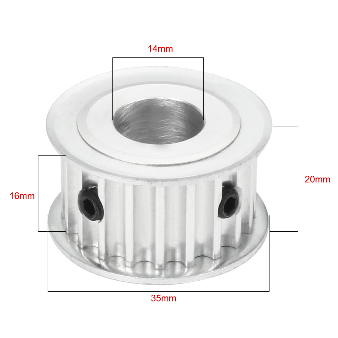 Details about   40mm Outer Diameter Aluminum 6 Teeth 14mm Bore Belt Pulley Wheel 