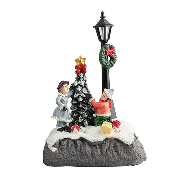 Lipstore Christmas Scene Village Houses Figurines Christmas Gifts For Christmas Decoration 8.5Ã5.5Ã13cm