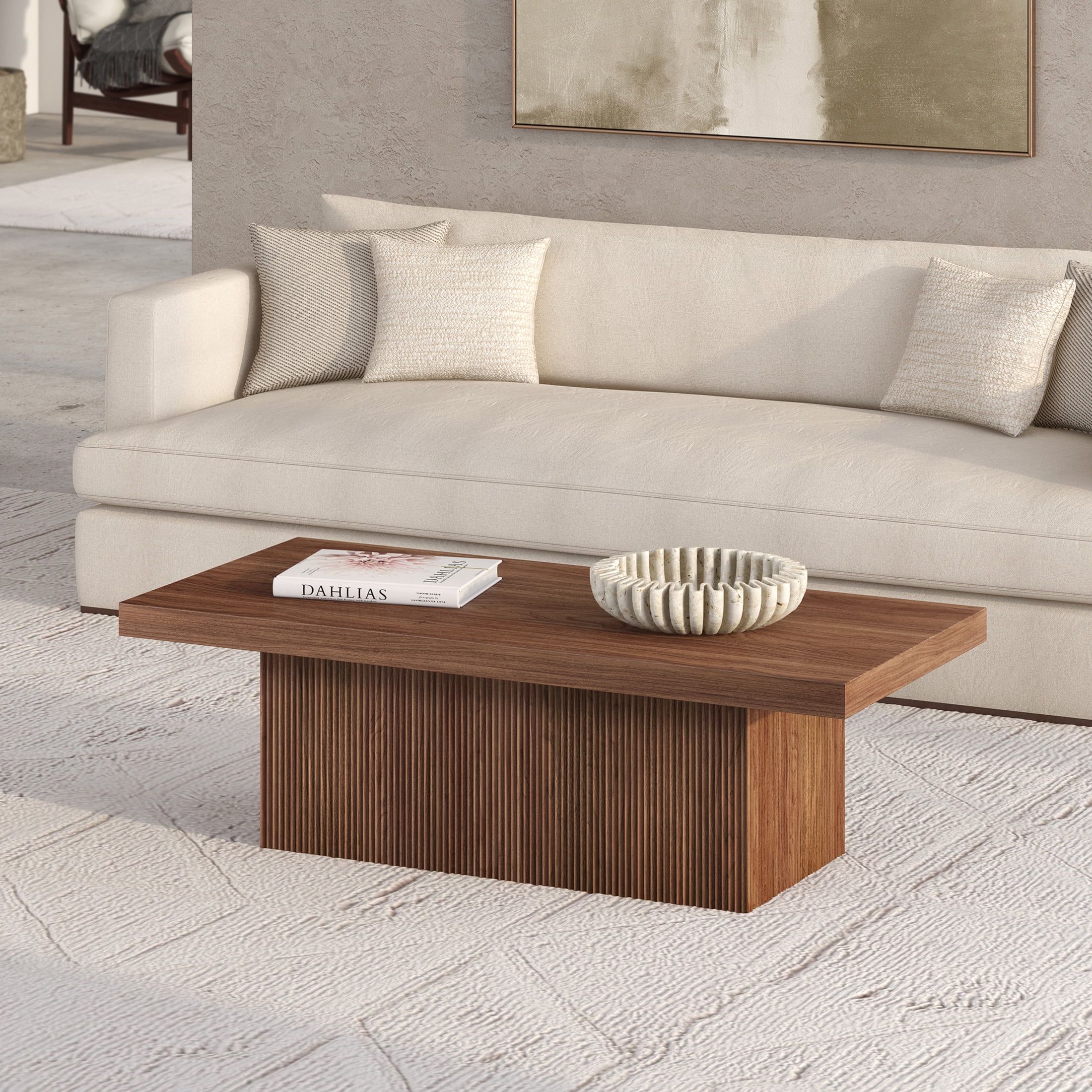 Evelyn&Zoe Modern/Contemporary 48" Wide Satin Walnut Coffee Table
