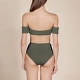 thumbnail image 3 of Inadays Women's Off Shoulder Bikini Sets High Cut Bandeau Bathing Suits High Waisted Two Pieces Swimsuit Sexy Swimwear, Army Green, M, 3 of 6