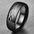 thumbnail image 4 of Male and Female 8mm Black Domed Celtic Knot Wedding Band Tungsten Carbide Promise Ring High Polished Size 7-12, 4 of 6