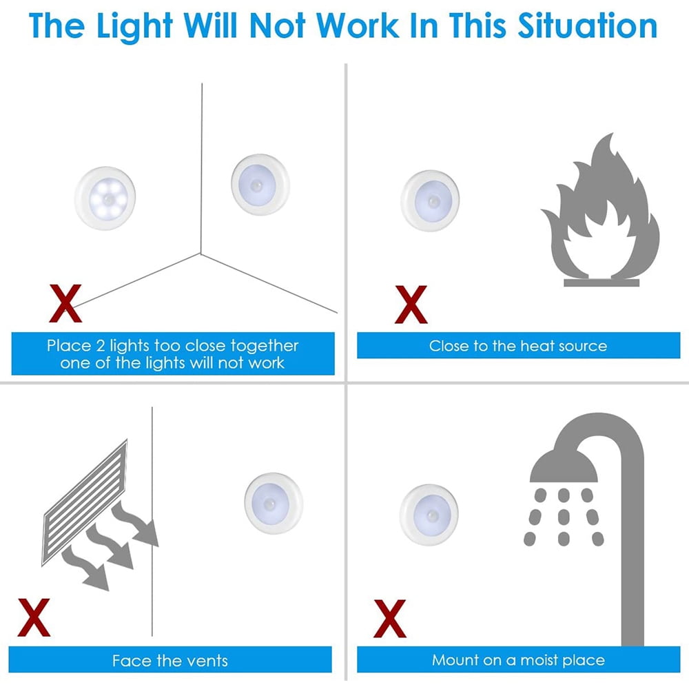 Motion Sensor Light, Closet Light, Wall Light, Stick Anywhere with No Tools, Battery Operated Lights, LED Night Lights, Perfect for Staircase, Hallway, Bathroom, Bedroom, Kitchen, Cabinet (6 Pack)
