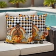 thumbnail image 4 of Thanksgiving Outdoor Waterproof Pillow Covers, Fall Turkey Pumpkin Maple Leaf Black Plaid Decorative Square Throw Pillowcase Sofa Cushion Sham for Patio/Couch/Chair, 26"x26" 2 Pack, 4 of 8