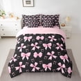 thumbnail image 2 of Feelyou Princess Bow-tie Bedding Comforter Set 7pcs, Black Pink Cartoon King Bedding Sets, 2 of 8