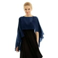 thumbnail image 2 of Miaeowve Women Soft Sheer Chiffon Bolero Shrug Wedding Capes Shawl Wrap for Bridesmaid Dress Cover Up Navy Blue One Size, 2 of 7