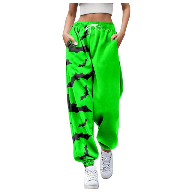 LUOGENLI Pantalon Décontracté pour Femme Pantalon Décontracté à Imprimé de Dessins Animés pour Dame Pantalon Décontracté pour Femmes 36X29 Extensible Pantalon Décontracté pour Femmes 36X29 Vert TG