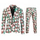 thumbnail image 4 of Traje de negocios informal de Navidad para hombre, chaqueta de 2 piezas con un botón, pantalones, disfraz de fiesta de Navidad, uniforme con estampado de muñeco de nieve, 4 of 5