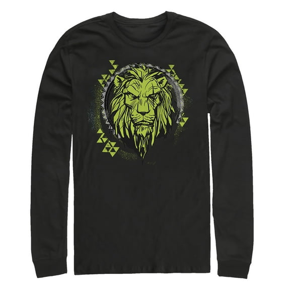 Men's Lion King Geometric Scar Emblem Long Sleeve Shirt Black Medium