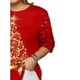 thumbnail image 4 of FASHIONWT Women Glitter Sequined Stitching Christmas Tree 3/4 Sleeve Plus Size T-Shirt, 4 of 4