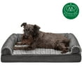 thumbnail image 4 of FurHaven Pet Products Luxe Fur & Performance Linen Cooling Gel Top Sofa Pet Bed for Dogs & Cats - Charcoal, Medium, 4 of 13