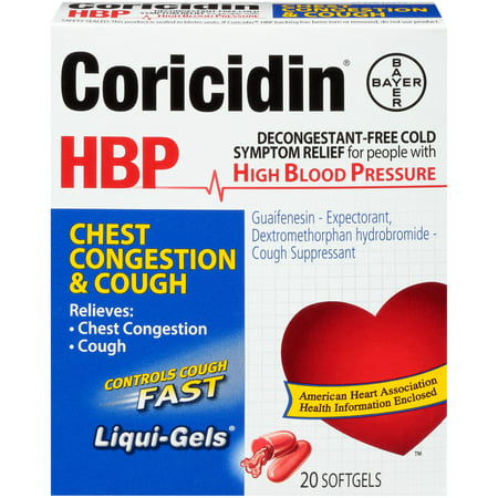 Coricidin HBP, Chest Congestion & Cough Liquid Gels, 20 (Best Cold Medicine For Chest Congestion And Cough)