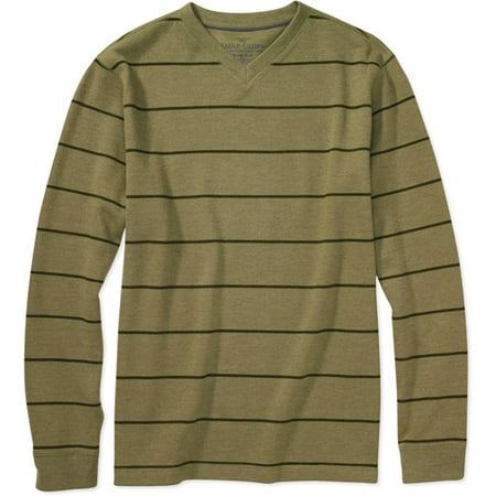 Big Men's Long-Sleeve V-Neck Stripe Knit Pullover