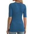 thumbnail image 3 of MOYIKO Half Sleeve T Shirts for Women Summer Trendy Crewneck Tops Spring Casual Slim Fitted Basic Tees, 3 of 7