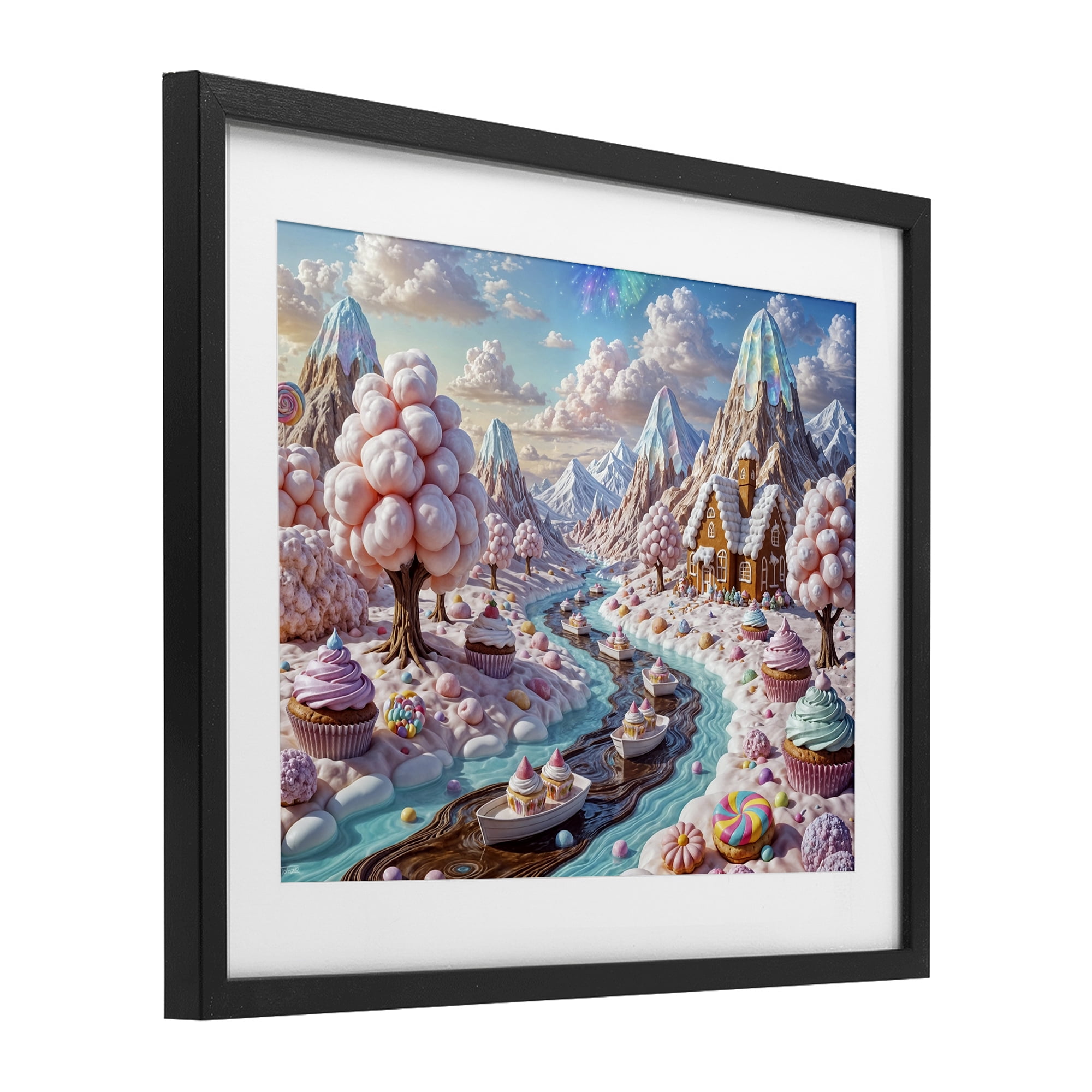 Stupell Industries Dreamlike Candy Land Whimsy Black Framed Print Under Glass, design by Tabz Jones