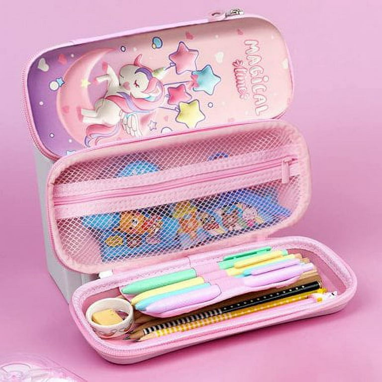 Unicorn Pencil Case for Girls, 3D Large Capacity Portable Pen