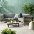 thumbnail image 6 of Salos 4 Piece Outdoor Wooden Sectional Set, Gray, and Dark Gray, 6 of 6