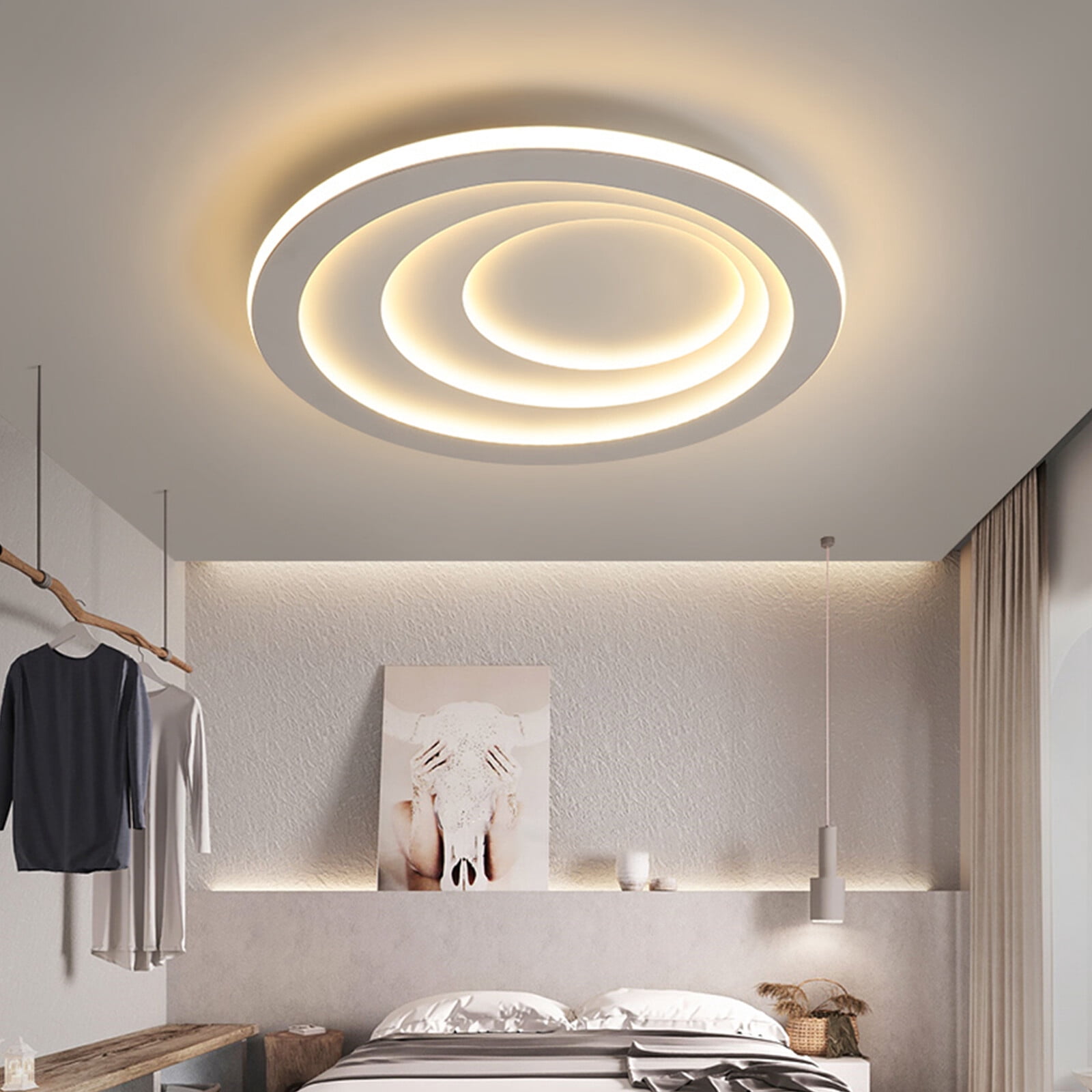 19.7in LED Ceiling Light 40W White Modern Flush Mount Fixture with 4500K Warm White Light for Living Room, Bedroom