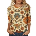 thumbnail image 2 of Rollbacks & More Viikei Womens Tops Plus Size,Women Fashion Casual Printed Round Neck Three Quarter Sleeve 3/4 Sleeve T-shirt Loose Multicolor L, 2 of 5