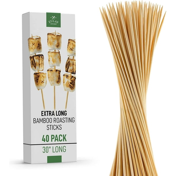 Zulay Kitchen Authentic Bamboo Marshmallow Roasting Sticks for Smores