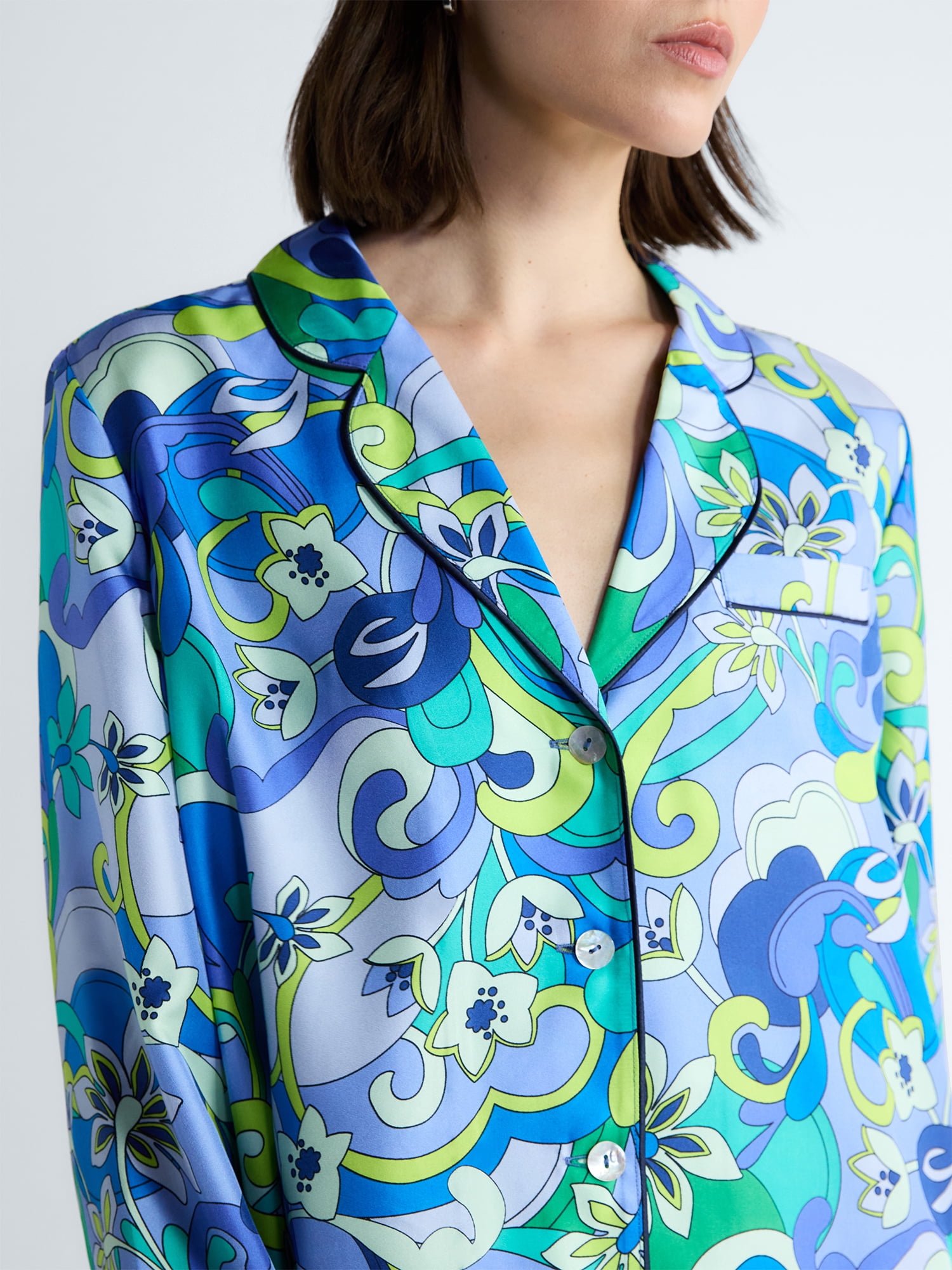 Free Assembly Women's and Women's Plus Silk Day Jama Shirt with Long Sleeves, Sizes XS-4X