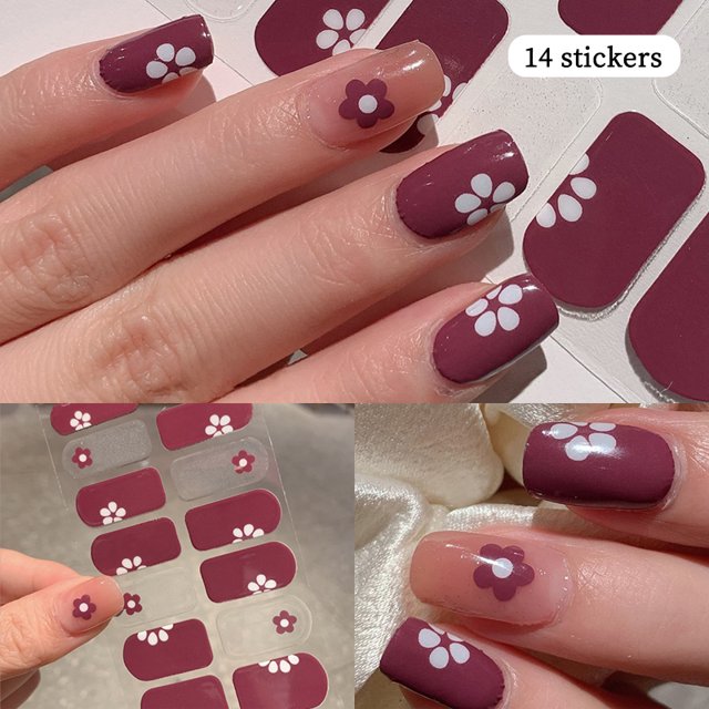 Pegatinas de uñas de Color sólido arcoíris, cubierta completa de Gel, uñas sin envoltura de hornear, accesorio de calcomanías de Arte de manicura DIY, 14 puntas
