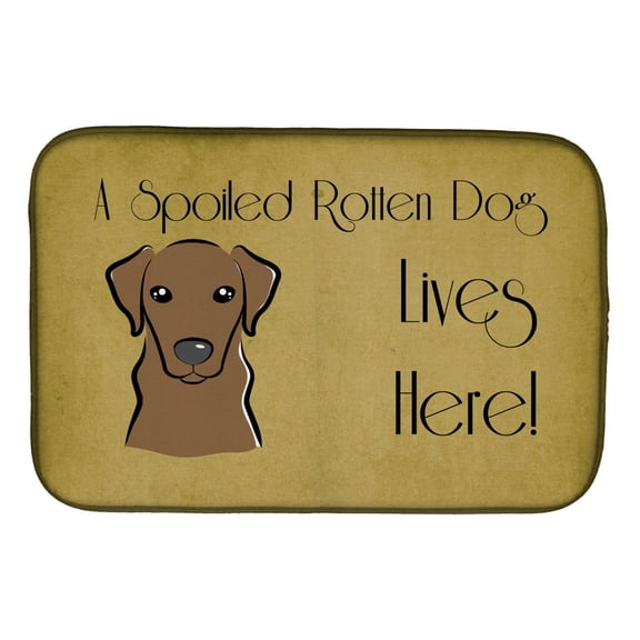 Caroline's Treasures Chocolate Labrador Spoiled Dog Lives Here Dish Drying Mat