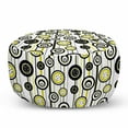 thumbnail image 1 of Abstract Pouf Cover with Zipper, Circular Flower Petals Dots on Minimal Vertical Striped Background, Soft Decorative Fabric Unstuffed Case, 30" W X 17.3" L, Charcoal Grey and Yellow, by Ambesonne, 1 of 5