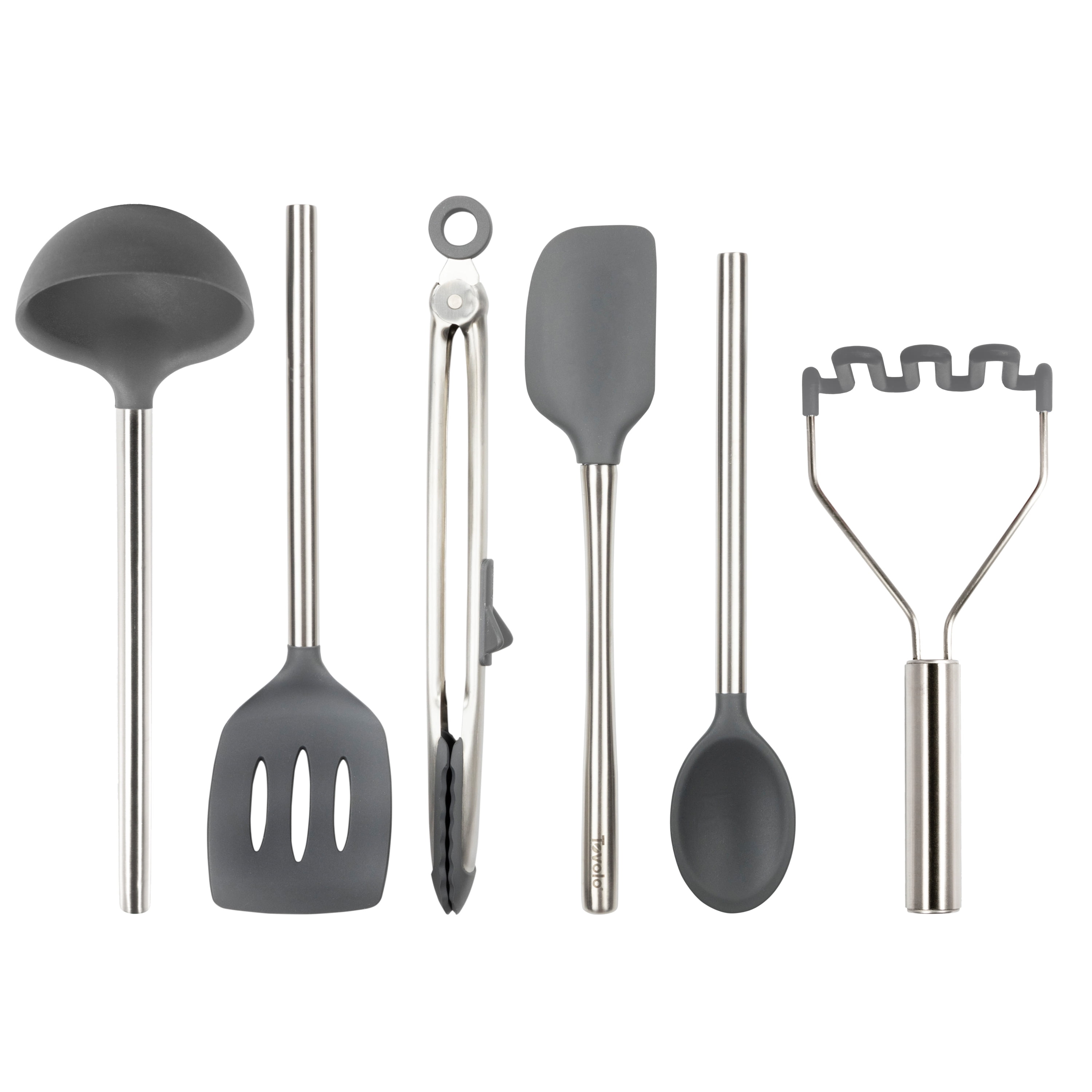 Tovolo Flex-Core Stainless Steel Silicone Utensil Set (Set of 6) - Charcoal