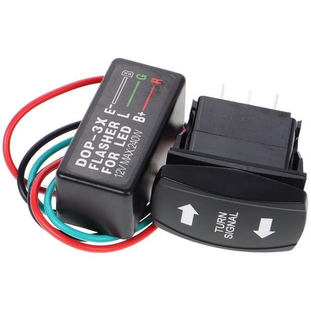Interruptor basculante de señal de giro con intermitente Relé intermitente LED de 3 cables para luces de señal de giro para vehículos todo terreno, RV, camioneta, tractor, barco, motocicleta