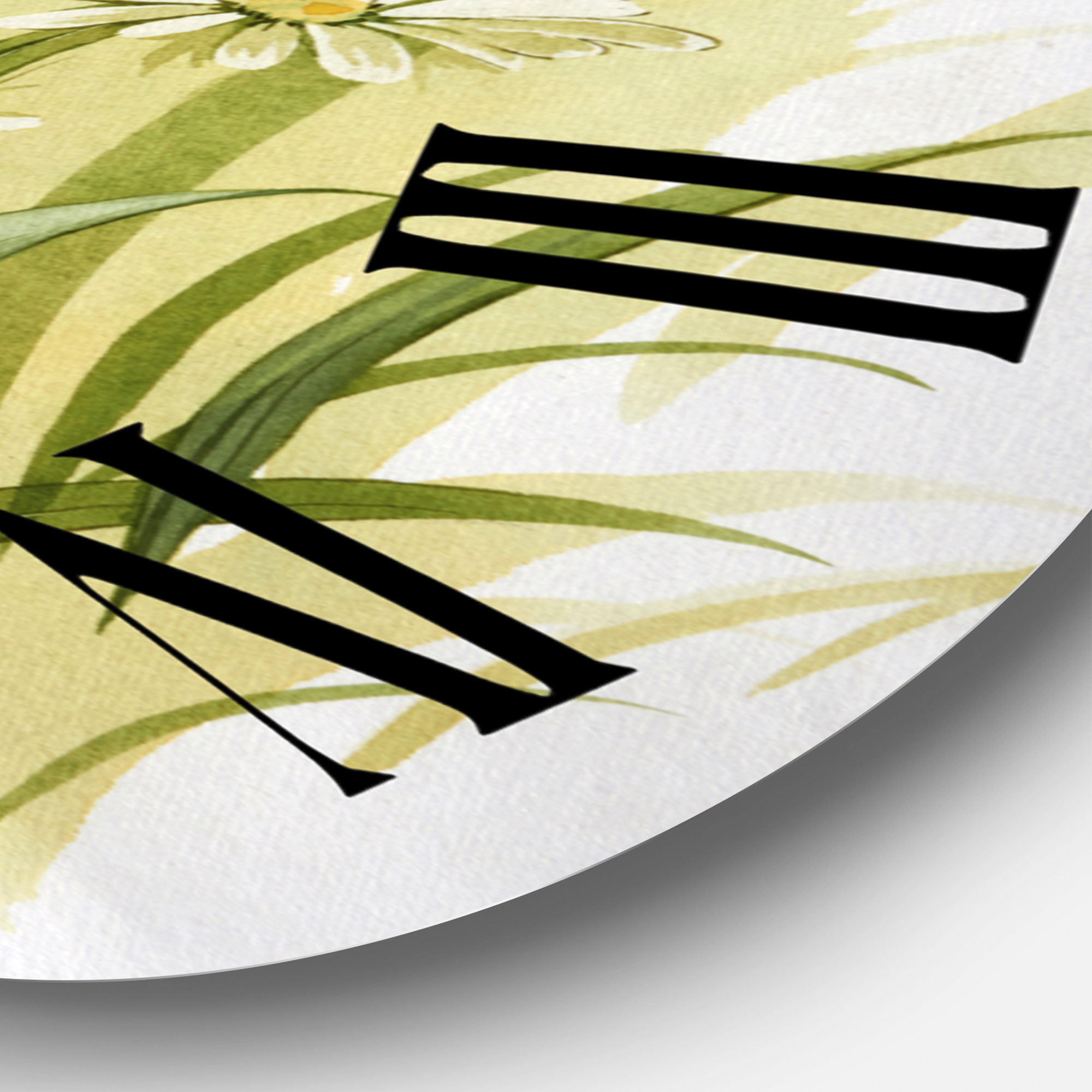 Designart 'White Meadow Flowers' Traditional Wall Clock