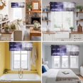 thumbnail image 5 of Purple Gray Kitchen Curtain Valances for Windows Farmhouse Short Curtains, Modern Oil Painted Art Abstract Geometric Rod Pocket Valance Curtain for Bedroom Cafe Living Room, 5 of 8