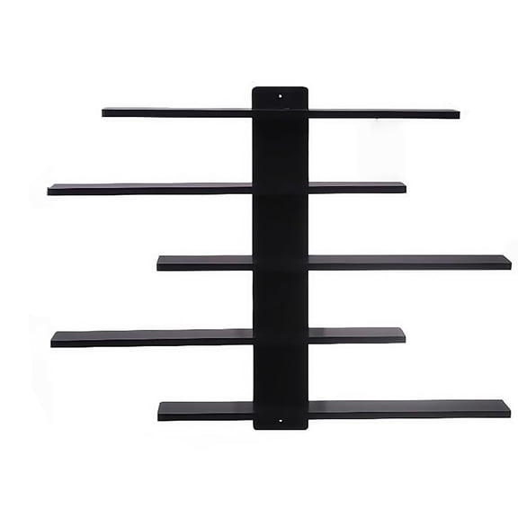 OLPPEB 5-Tier Floating Wall Mounted Shelves, Wall Display Storage Shelf for Anime Figurines, Dolls, Plants & Statues, Decorative Organizer for Bedroom, Living Room, Study, Kids Room(Black)