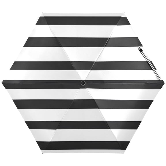 Minimalist Black and White Stripe Umbrellas for Sun Auto Open Close UV50  Waterproof 5-Fold Compact Fiberglass Frame