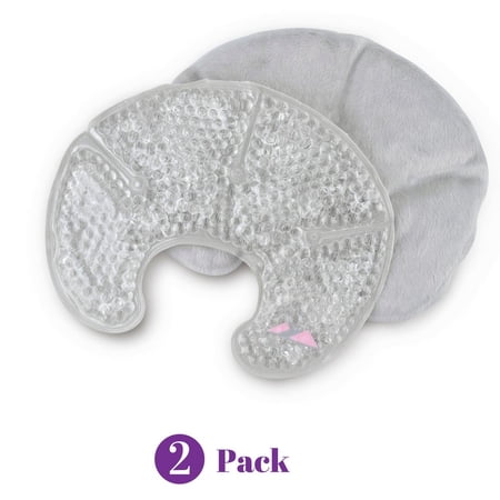 Hot Cold Breast Gel Bead Ice Pack 2 Pack by FOMI Care Nursing Pain Relief for Mastitis, Engorgement, Swelling Fabric Backing for Ultimate Comfort Moldable, Reusable, Freezable, Microwavable
