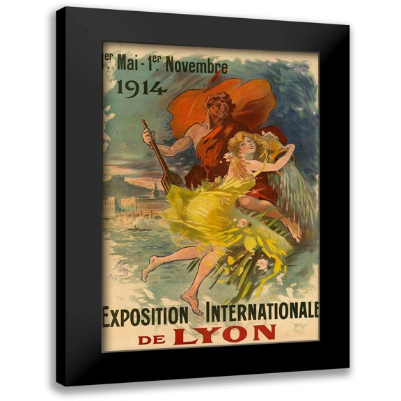 Cheret, Jules 11x14 Black Modern Framed Museum Art Print Titled - Exposition internationale de Lyon