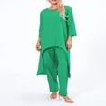 thumbnail image 2 of Women‘s Long Sleeve Irregular Tops Solid Color Pants Loungewear Sets, 2 of 9