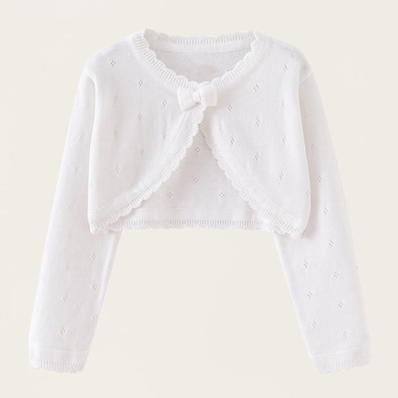 LIaqionyy Girls Cardigan Sweater Kids Knit Long Sleeve Button Closure Cover up Cropped Jacket Tops