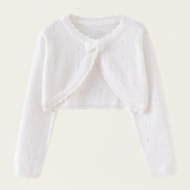 LIaqionyy Girls Cardigan Sweater Kids Knit Long Sleeve Button Closure Cover up Cropped Jacket Tops