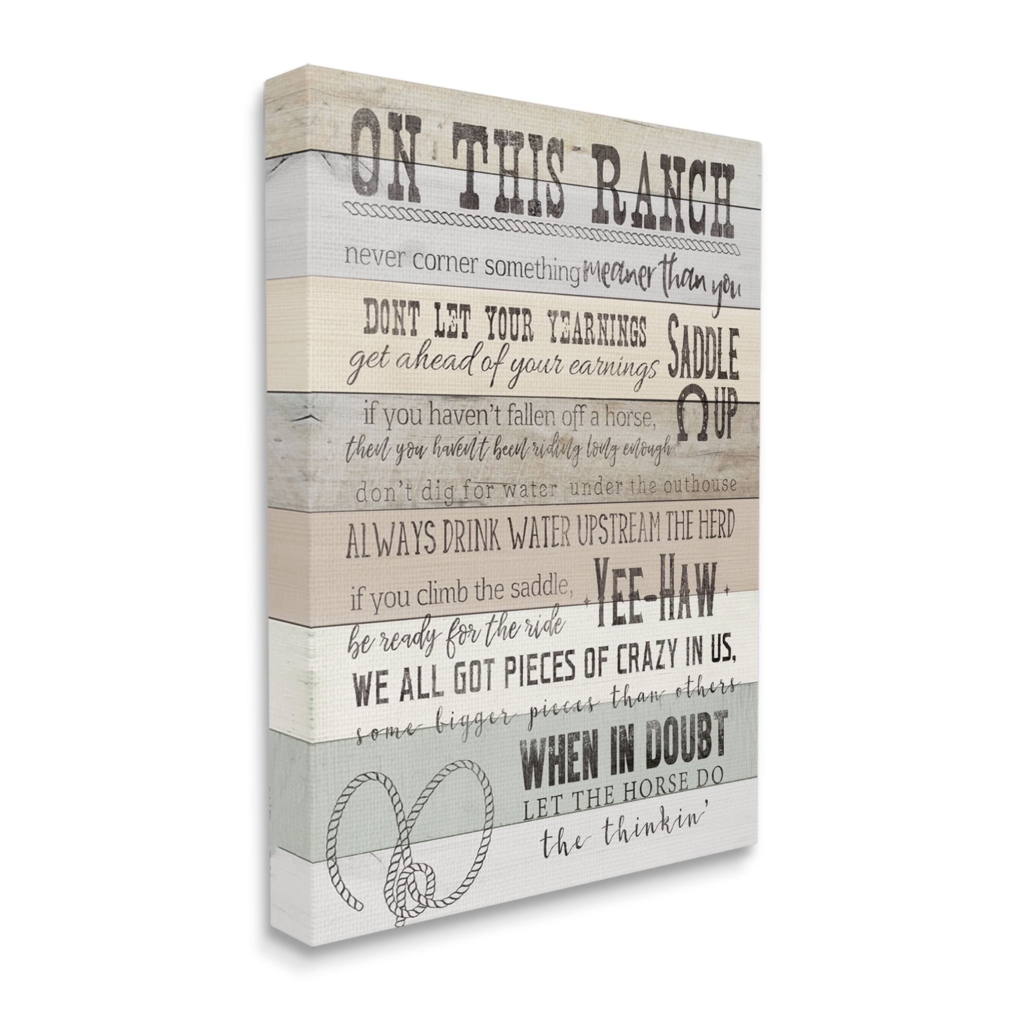 Stupell Industries On This Ranch Rules Typography Painting Gallery Wrapped Canvas Art Print Wall Art, 36 x 48