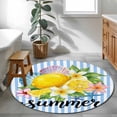 thumbnail image 4 of Lemon Summer Round Living Room Rugs 3.3 ft, Fruit Starfish Shell Blue Stripes Washable Area Rug with Non-Slip Sturdy Edge Binding Round Front Door Mat Floor Carpet for Entryway, 4 of 9