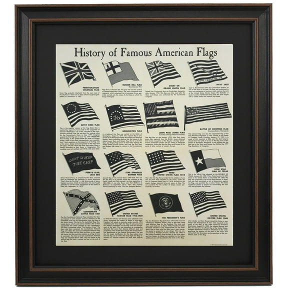 Framed History of Famous American Flags. Historical Prints by Patriot Gear Company