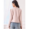 thumbnail image 3 of DARING DIVA Women's Plaid Tweed Long Sleeve Open Front Work Office Jacket S Pink, 3 of 5